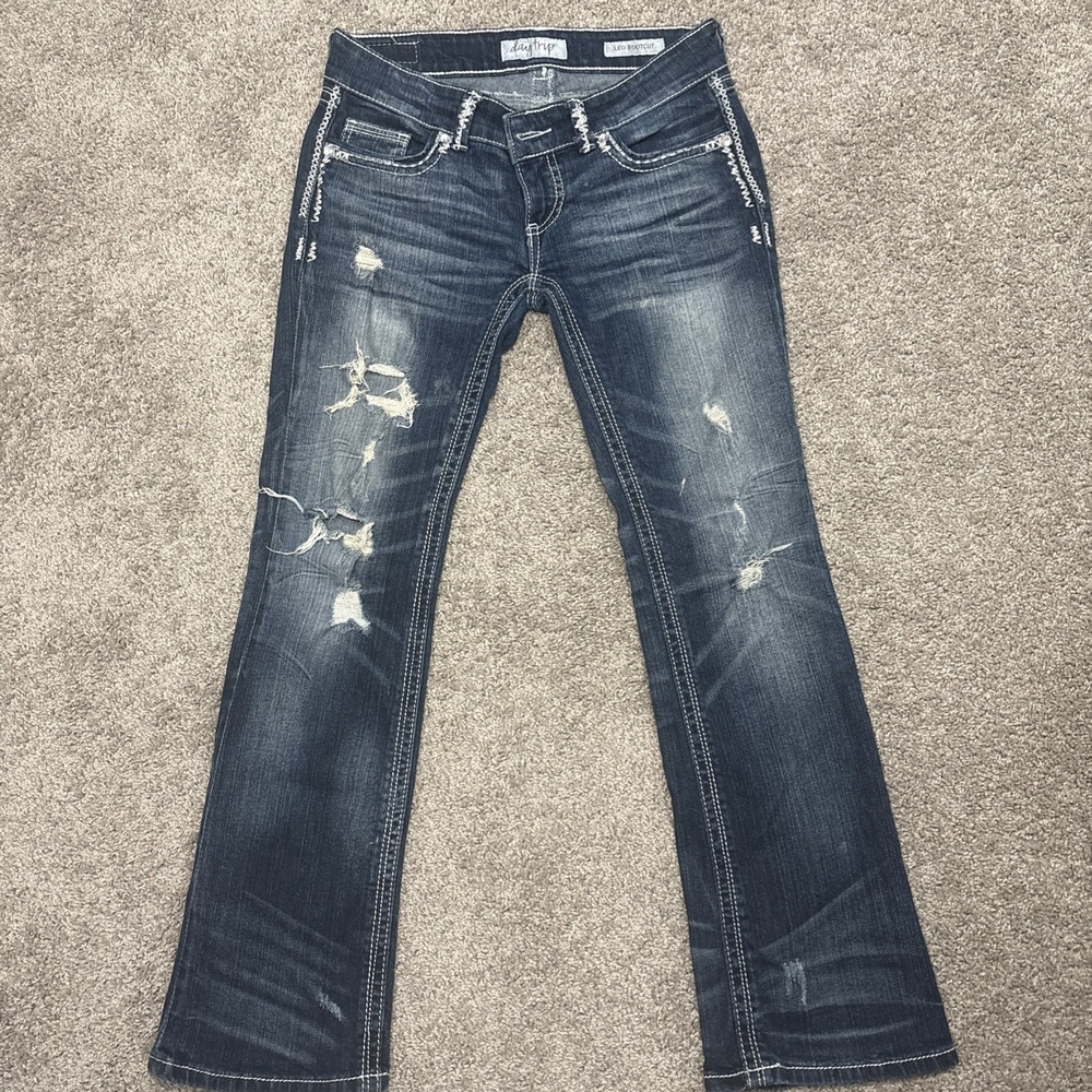 Daytrip Leo Bootcut Jeans Women's Blue Denim Low Rise Heavy Stitch 29R